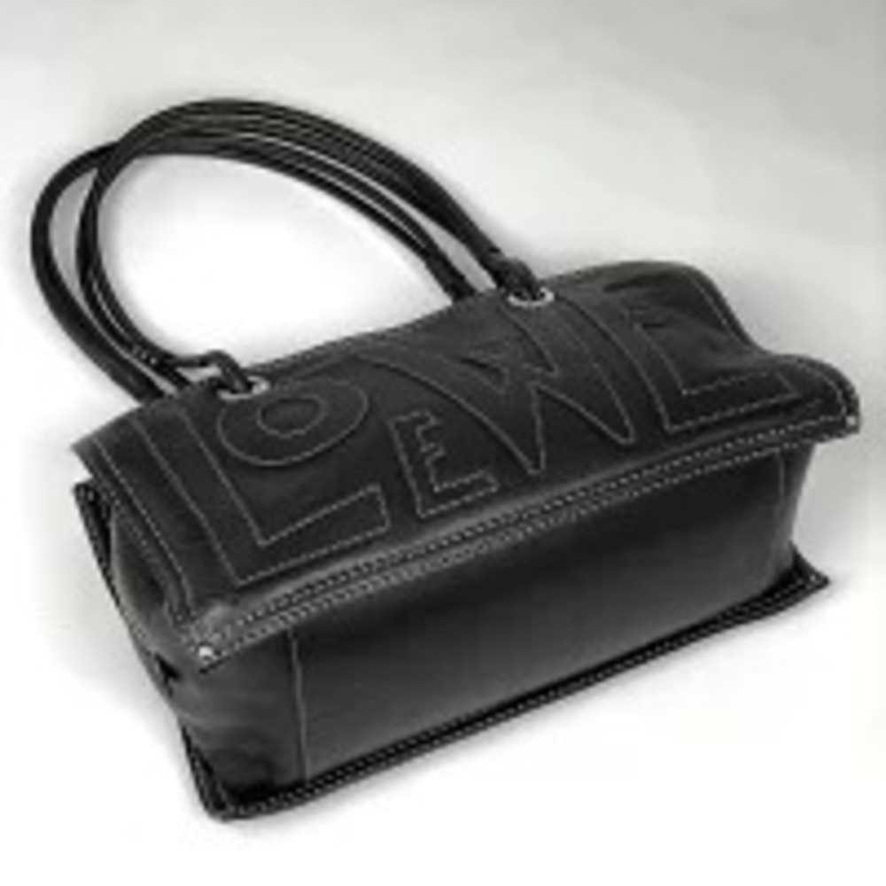 Loewe Shopper Handbag Bag Anagram Tote Leather Black
